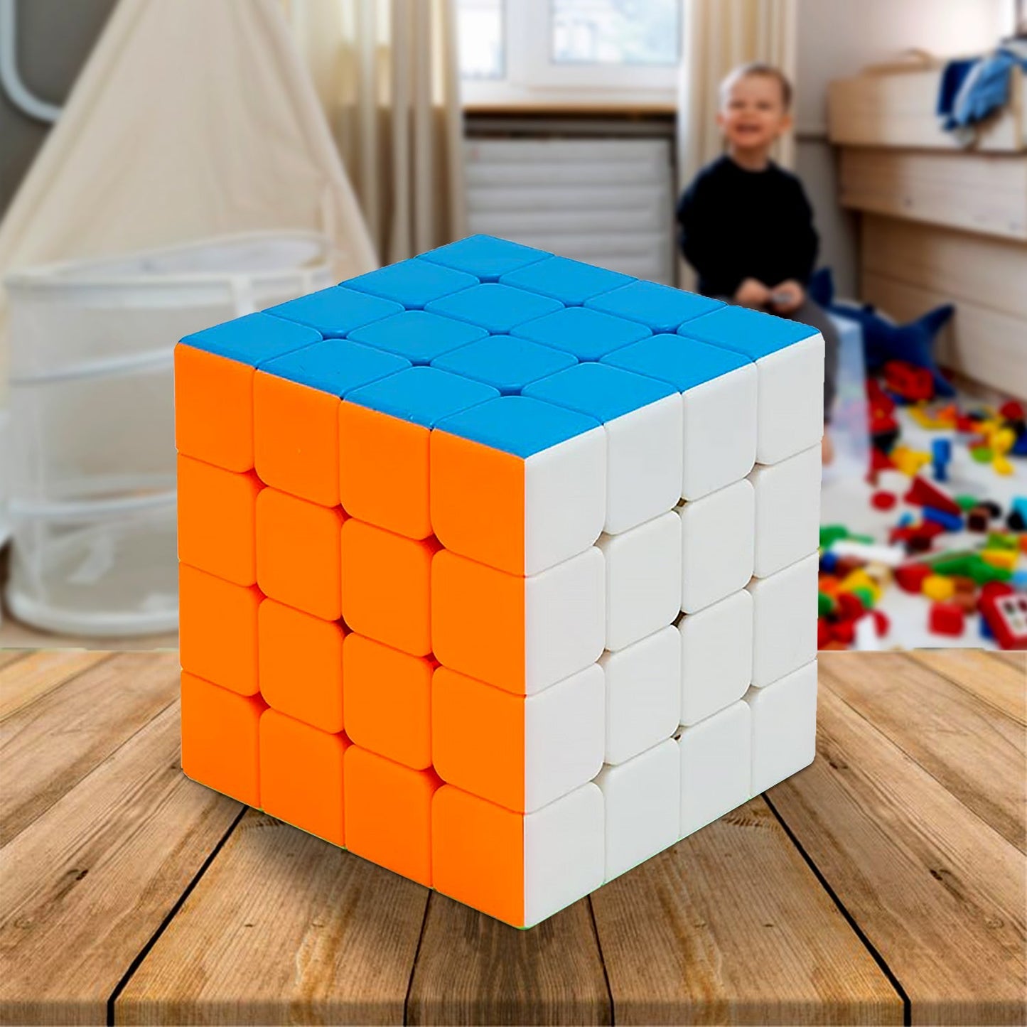 Small Puzzles Cubes 4×4×4 High Speed Sticker Less Magic Cube Game, Kids and Professionals Magic Cube Puzzle Toy, Pack of 1, 8 Years