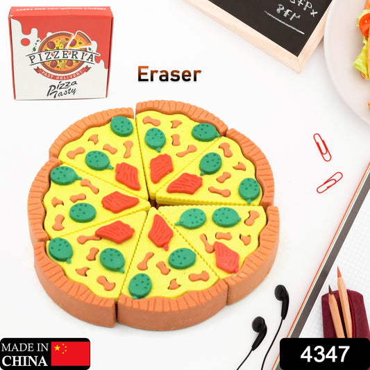 3D Pizza Slices Eraser Set ? Fancy & Colorful Stationery for Kids & Gifts (7 slice)