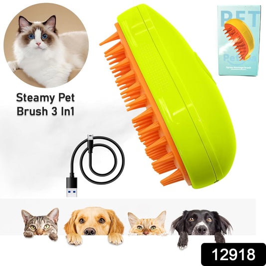 3-in-1 Cat Steamy Brush ? Self-Cleaning Pet Grooming & Hair Removal Comb