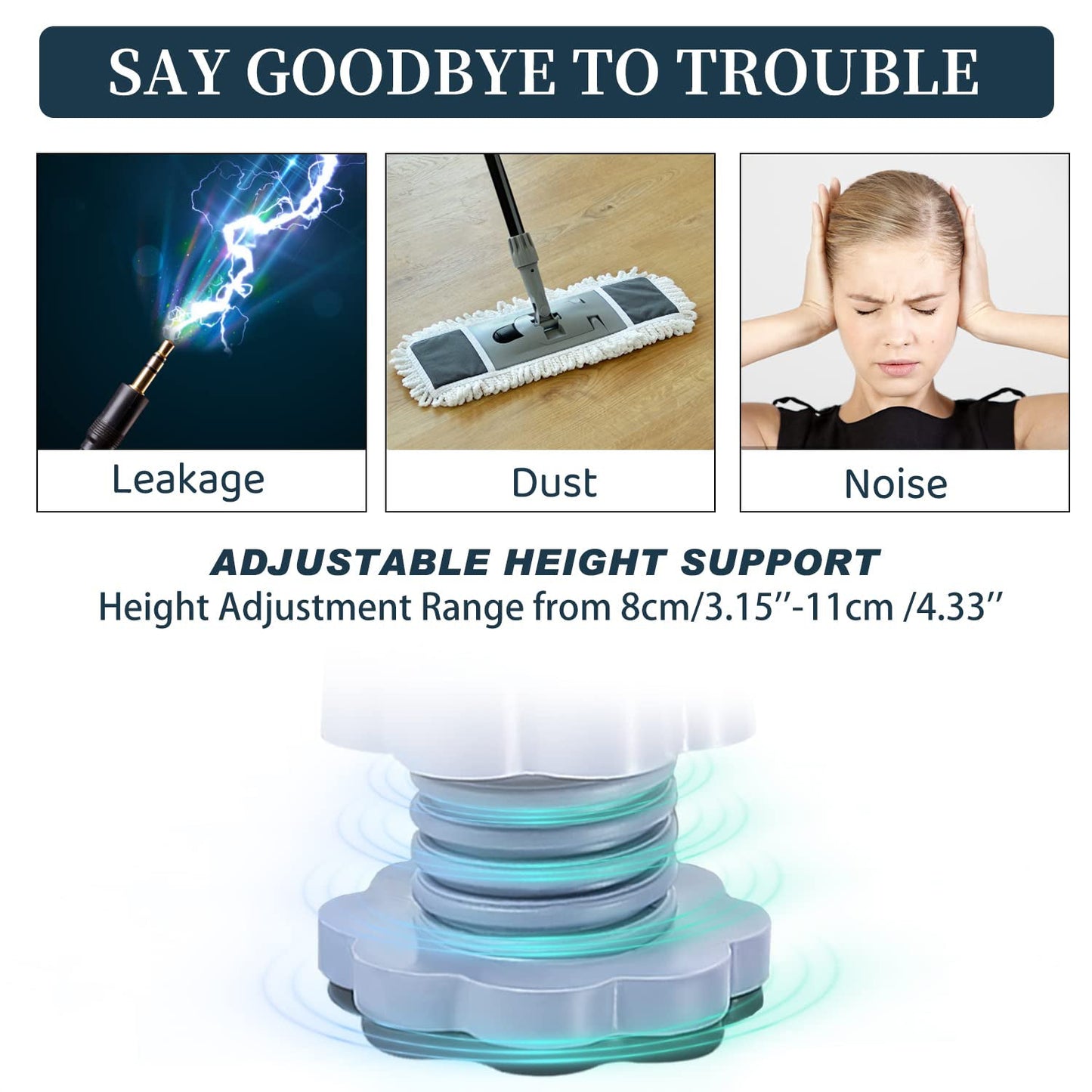 Adjustable Anti-Vibration Washing Machine Support Stand ? Non-Slip PVC Lifting Stand (4 Pc Set)
