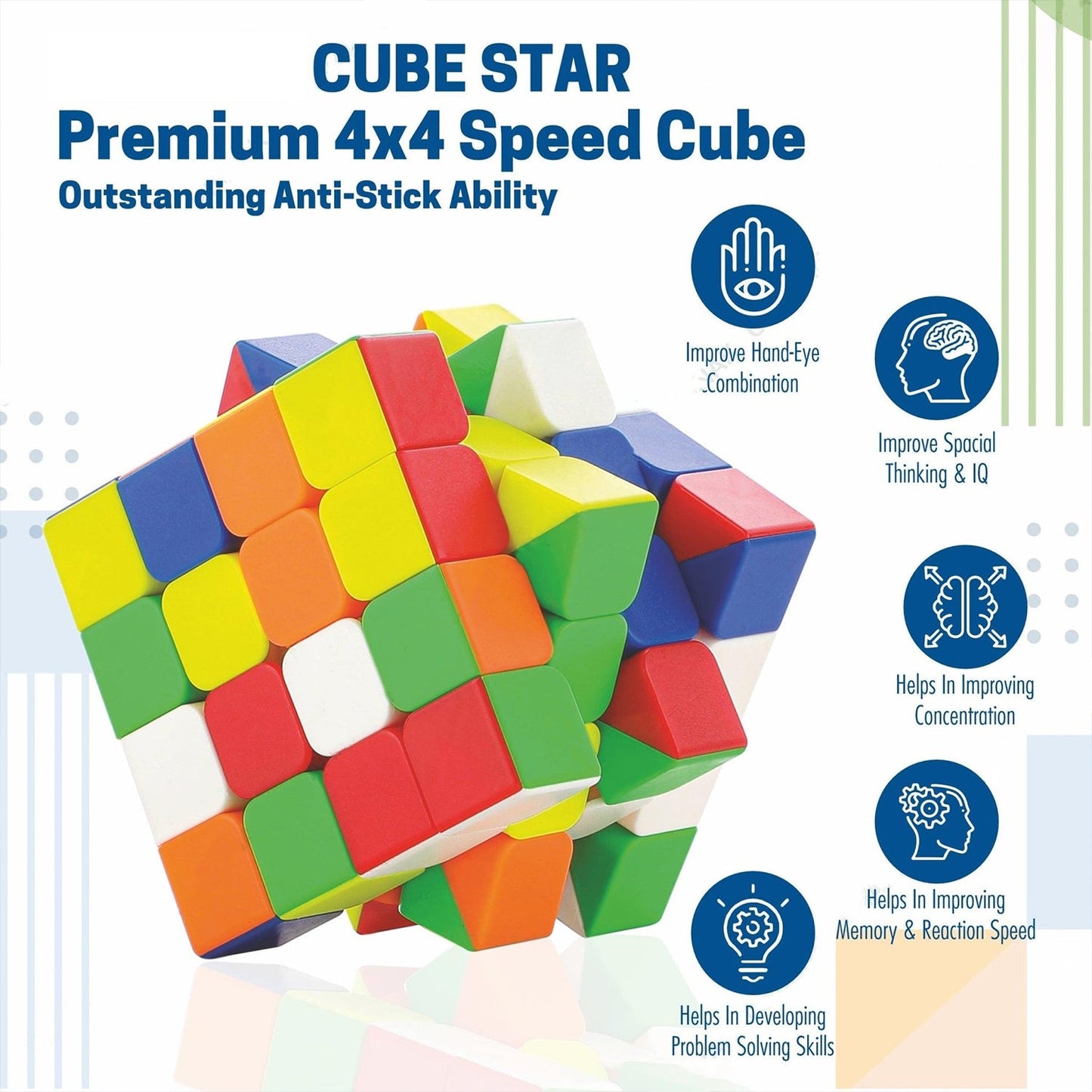 Small Puzzles Cubes 4×4×4 High Speed Sticker Less Magic Cube Game, Kids and Professionals Magic Cube Puzzle Toy, Pack of 1, 8 Years