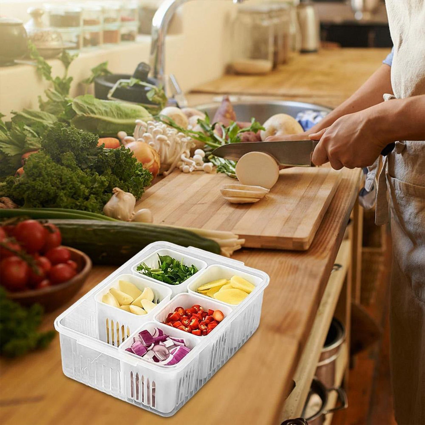 Fridge Storage Box ? Freezer & Kitchen Organizer for Vegetables & Food (1 Pc)