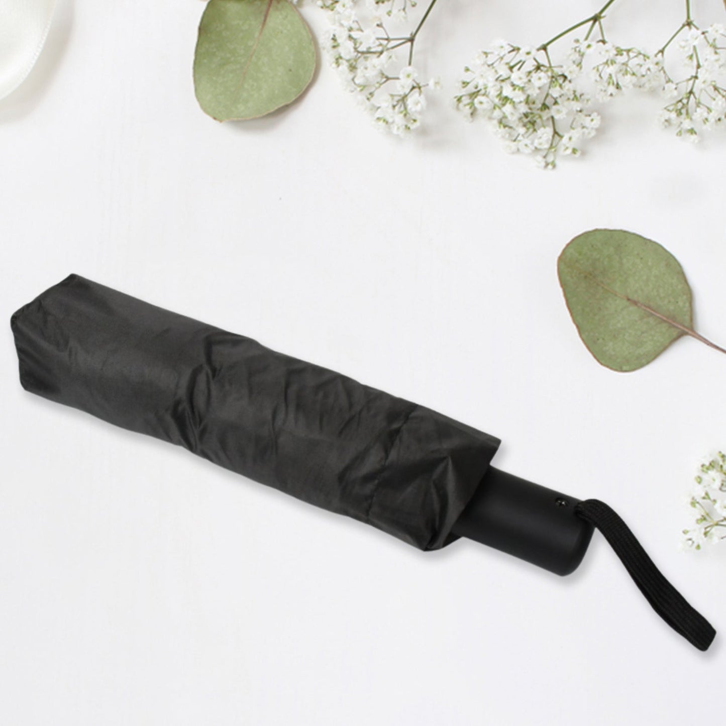 2 Fold Manual Umbrella ? Wind, Sun & Rainproof with Steel Shaft & Wrist Strap