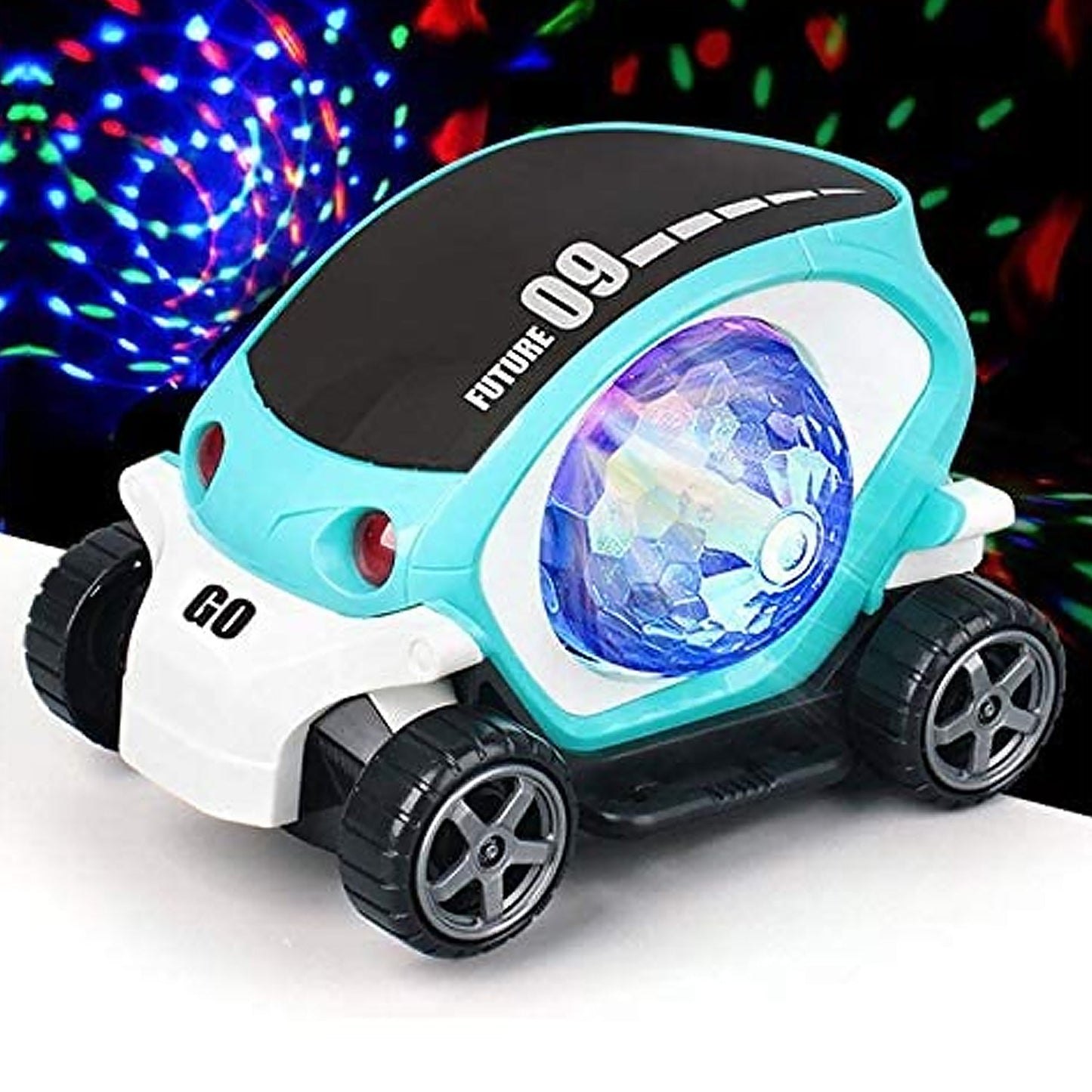 360° Rotating Stunt Car Toy ? Bump & Go with 4D Lights, Music & Disco Ball (1 Pc, Battery Not Included)