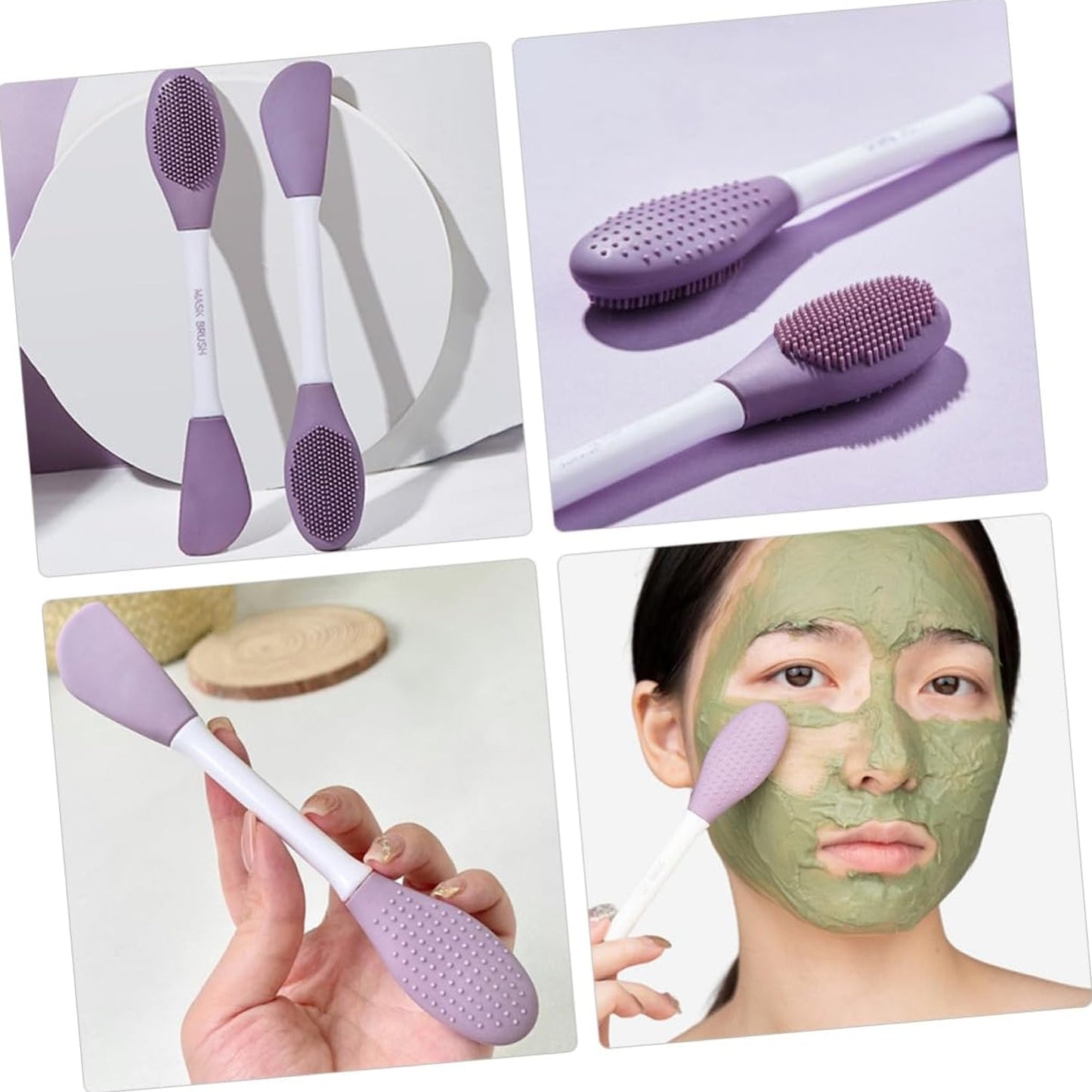 Double-Headed Silicone Mask Brush ? Facial Cleansing & Mask Application Tool (1 Pc)