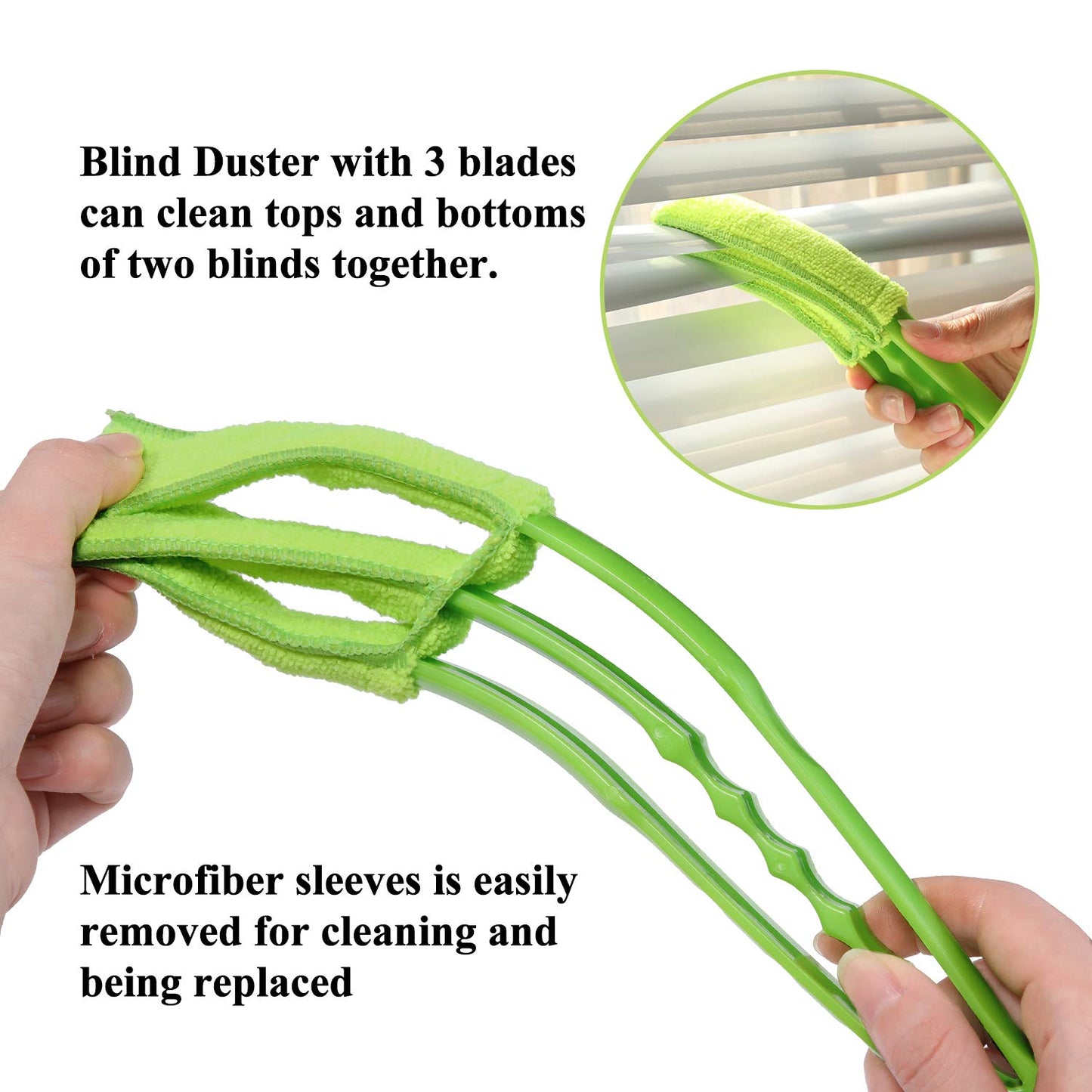 Window Blind Cleaner Brush with Microfiber Sleeves ? Dusting Tool for Shutters & AC (1 Pc)
