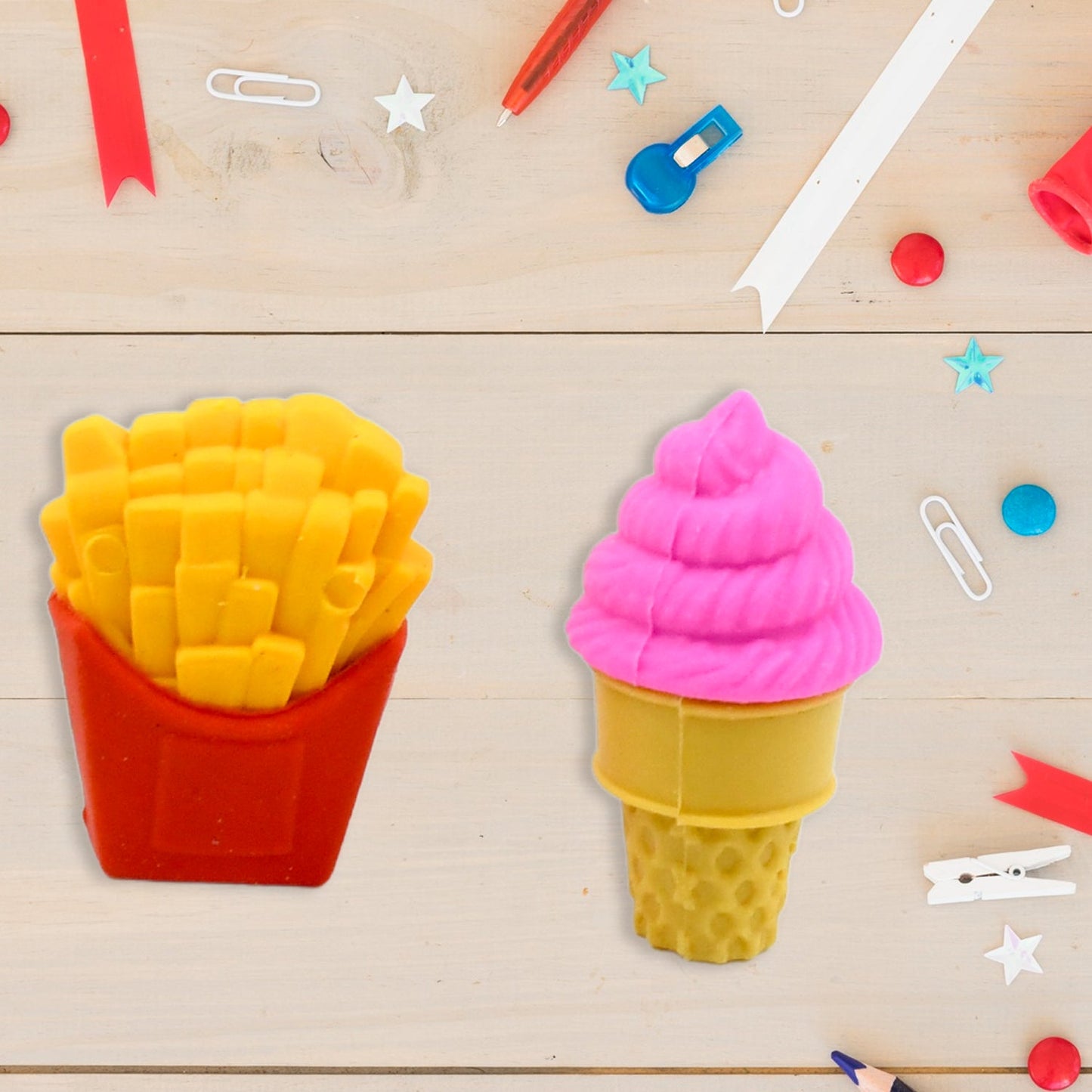 3D Food Fancy & Colorful Erasers ? Cute Novelty Eraser Set for Kids & School Prize (1 Set / Mix Design & Color)