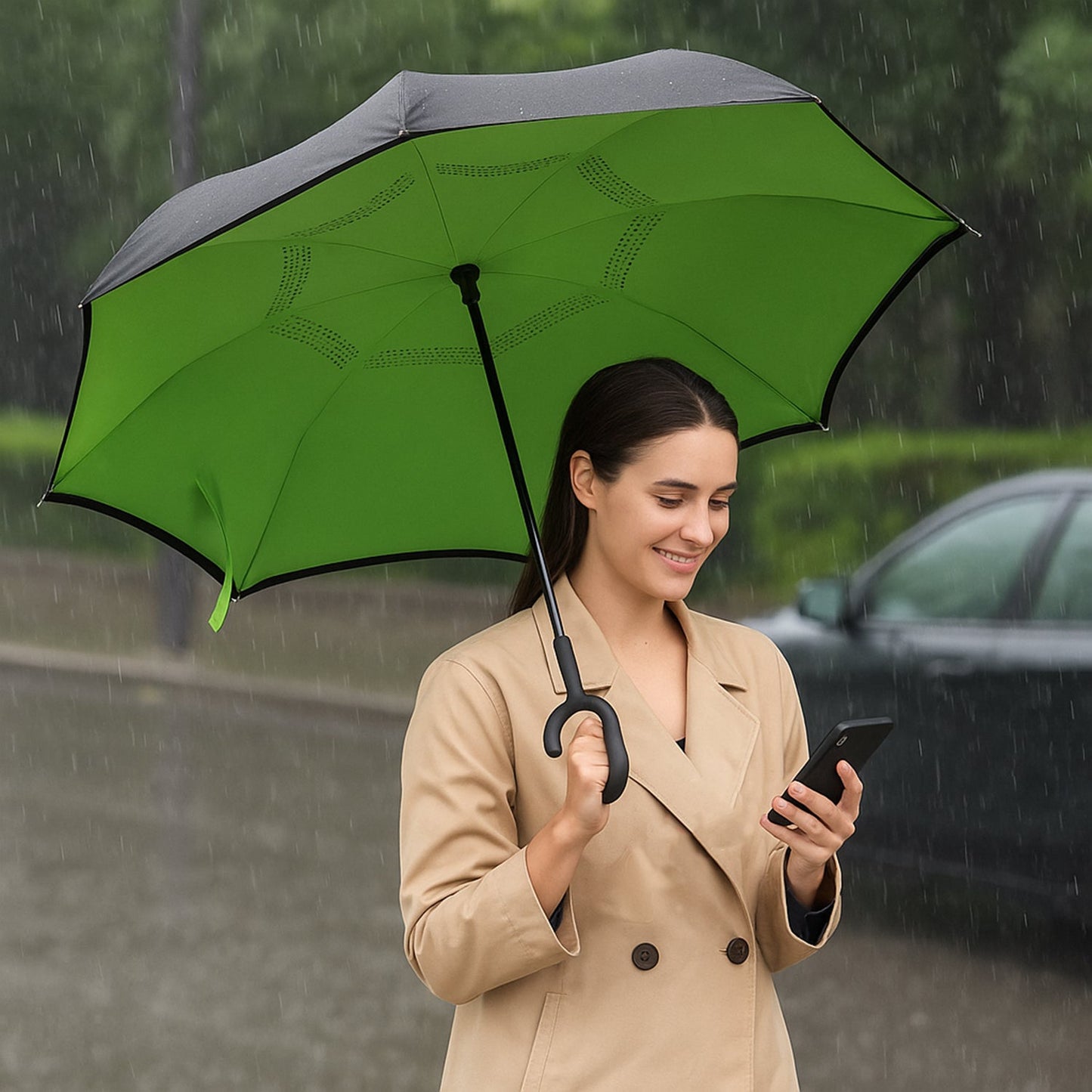 Foldable UV & Rain Umbrella with C-Shaped Handle ? Kids (1 Pc / Mix Color)