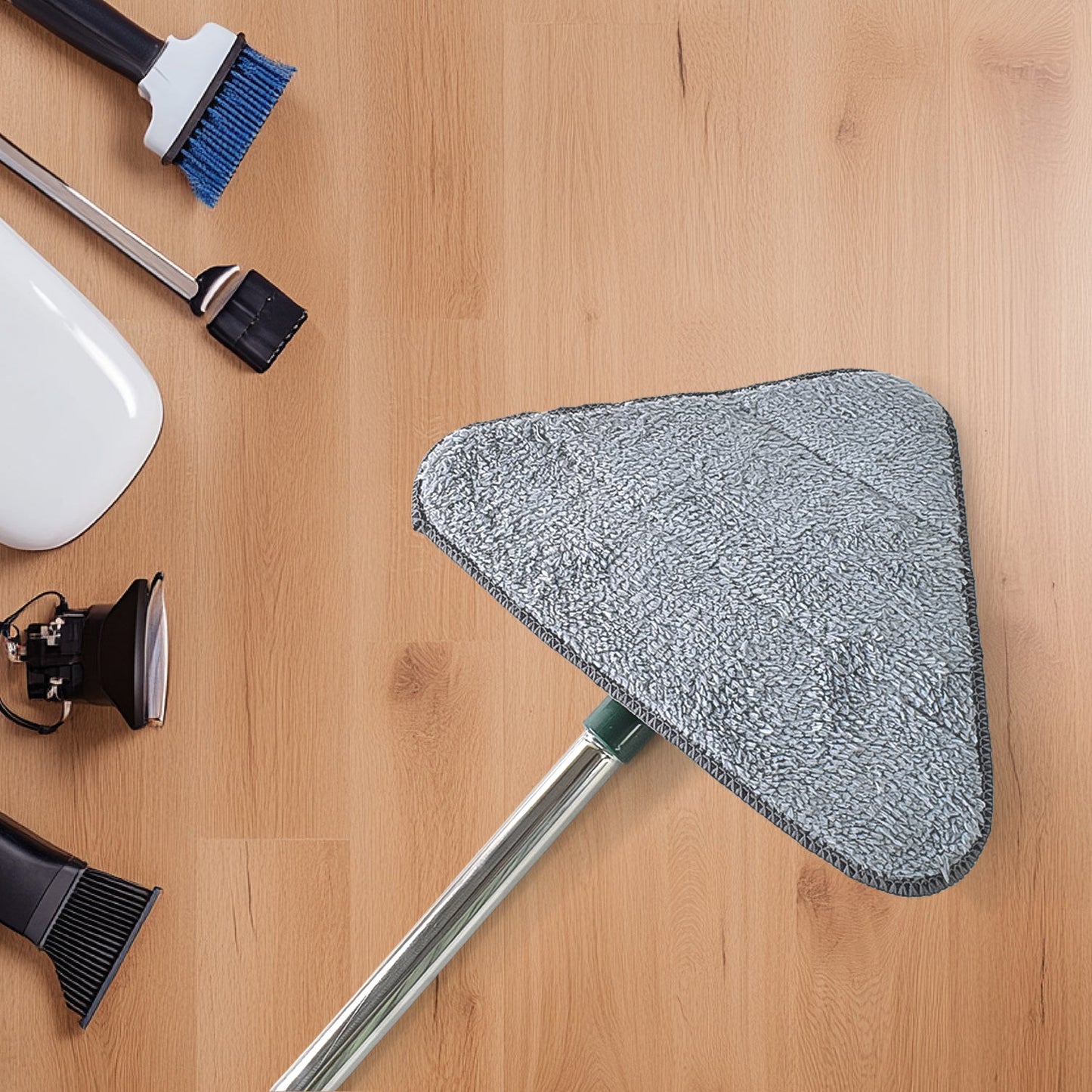 2-in-1 Extendable Triangle Mop ? Retractable, 360° Rotating, Telescopic & Reusable Mop Heads (1 Pc)