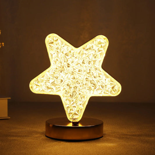 Star Crystal Diamond Touch Lamp ? USB Rechargeable, 3-Way Dimmable