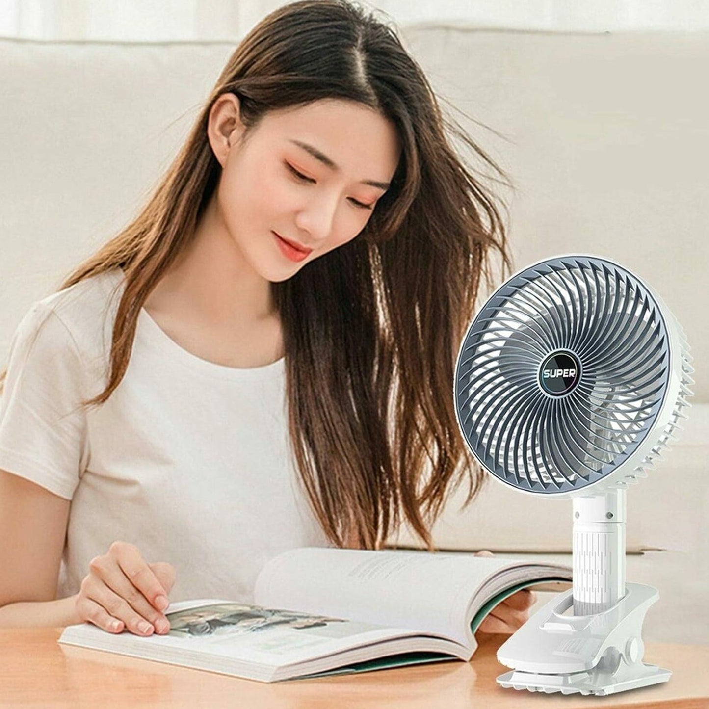 Multifunctional USB Desk Fan ? Clip-On Plug & Play Fan, 1 Pc with Brown Box (On / Off Switch Not Provided)