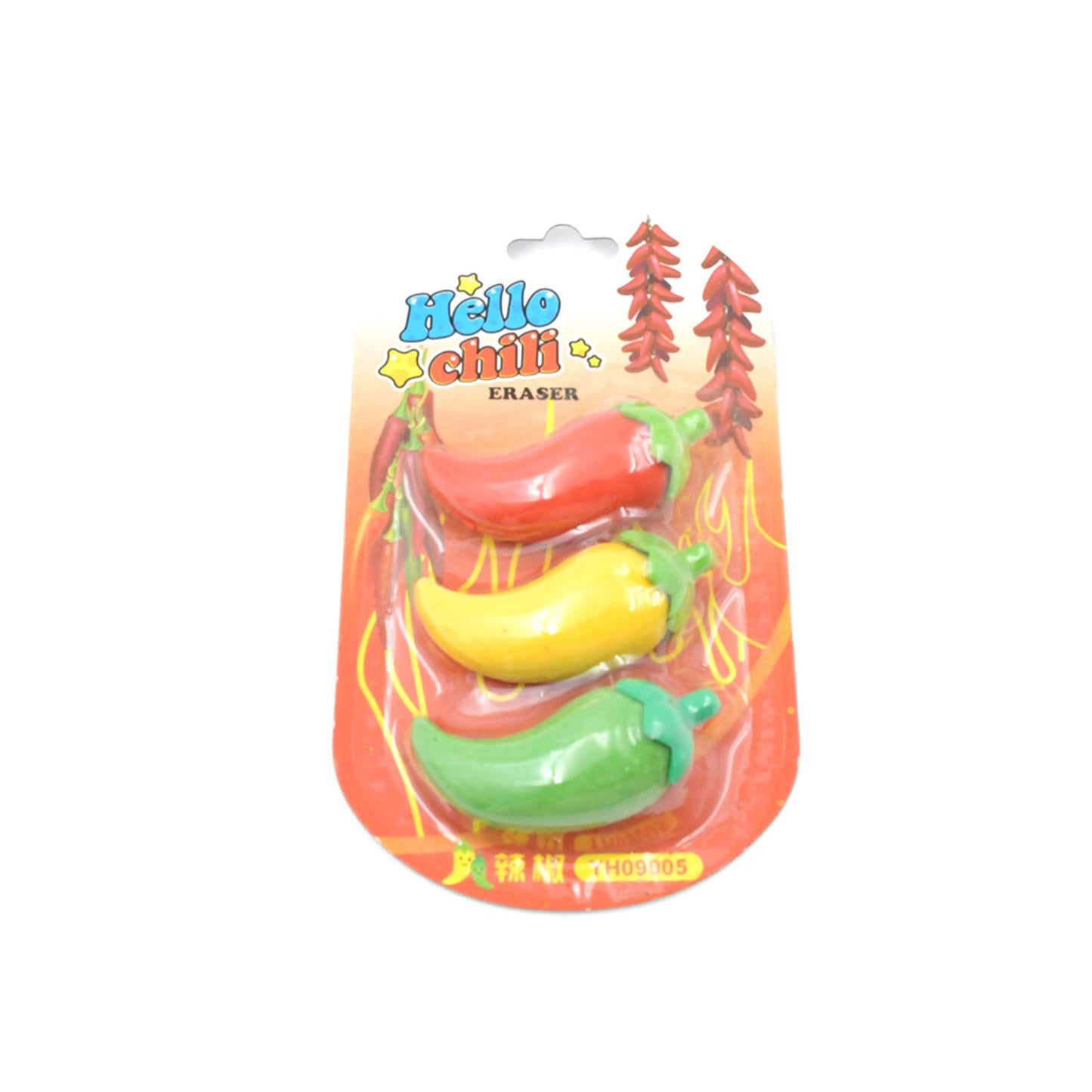 3D Fancy Colorful Chili Shape Erasers ? Mini Novelty Eraser Set (3 Pc)
