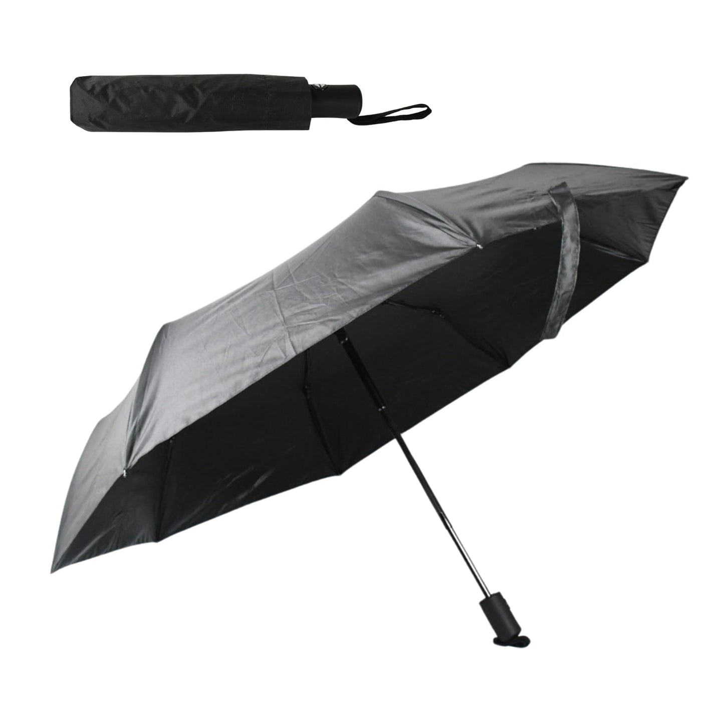 2 Fold Manual Umbrella ? Wind, Sun & Rainproof with Steel Shaft & Wrist Strap