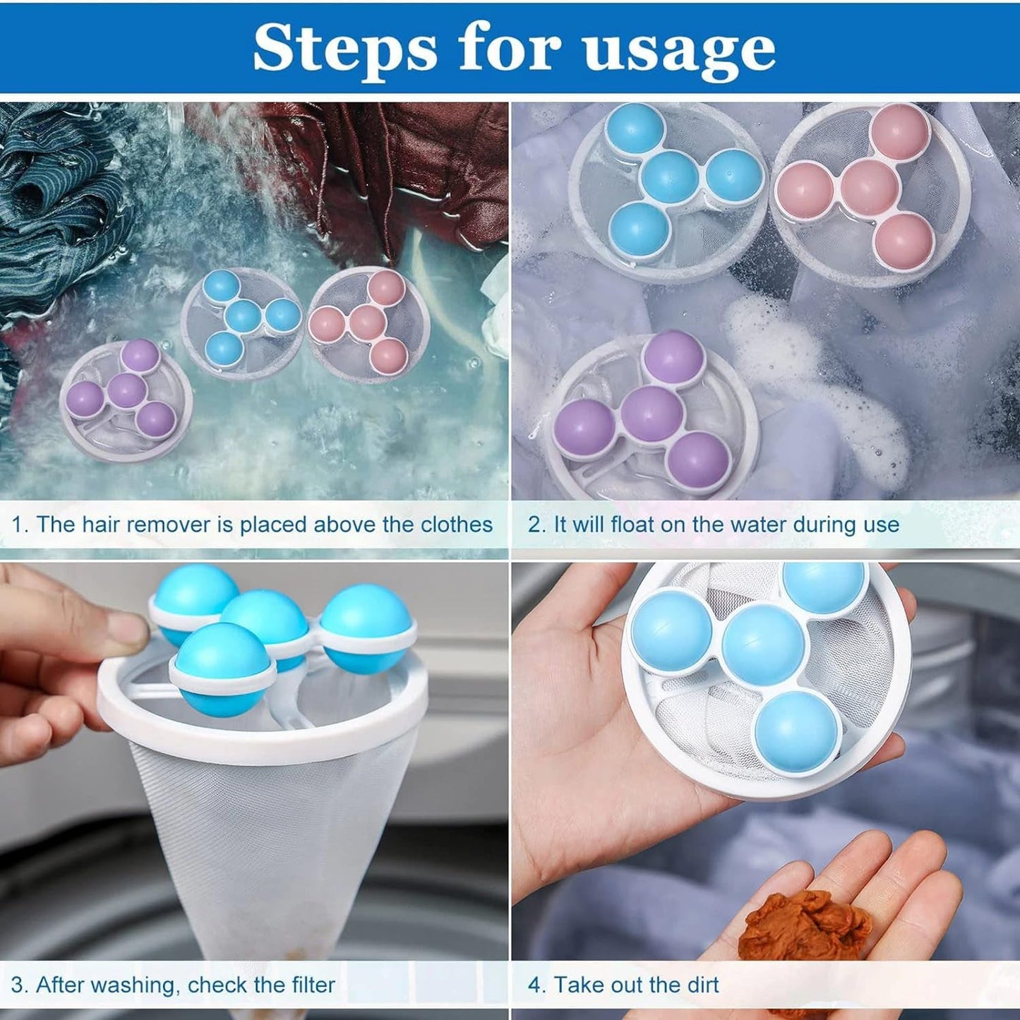 Floating Laundry Ball Lint Catcher ? Reusable Hair & Fur Filter (1 Pc)