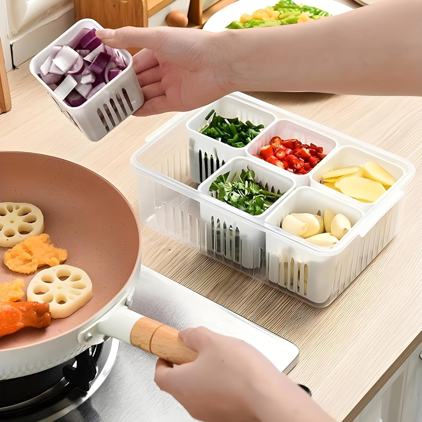 Fridge Storage Box ? Freezer & Kitchen Organizer for Vegetables & Food (1 Pc)