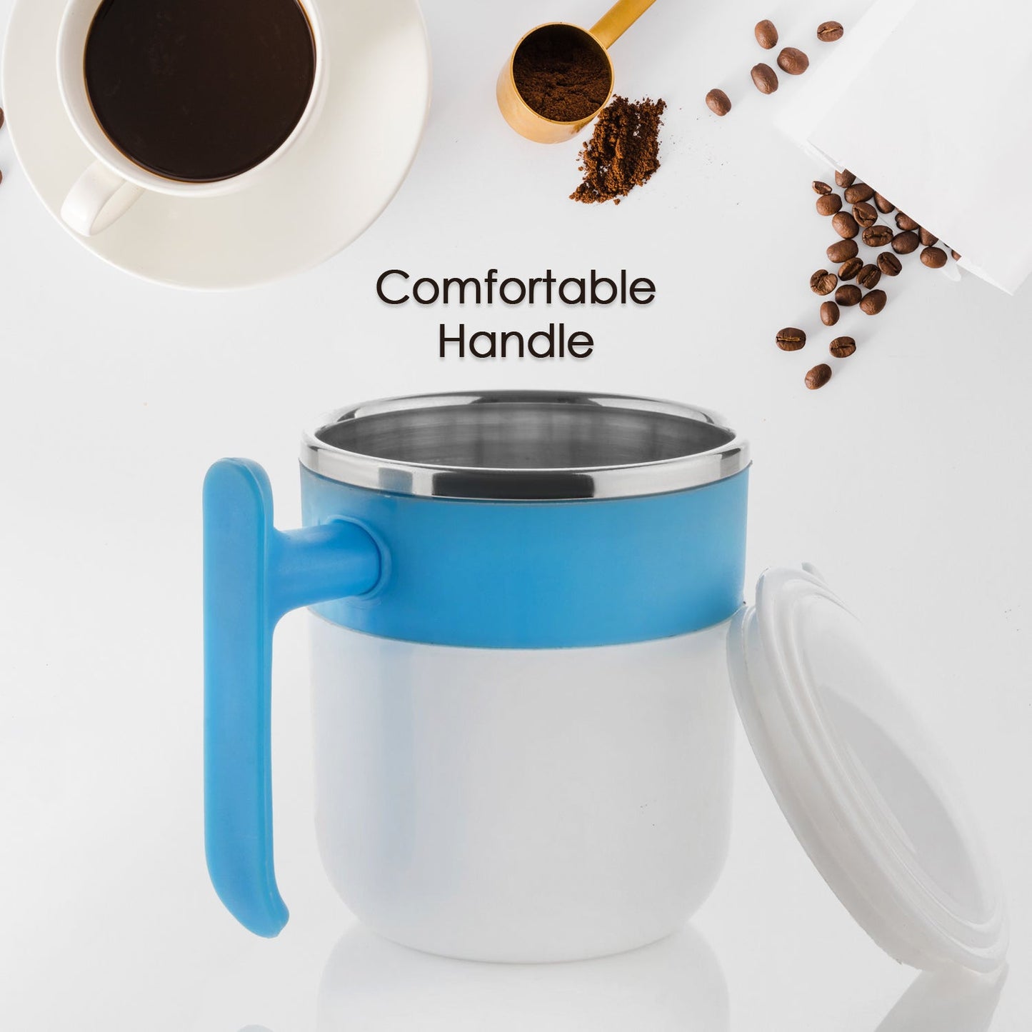 Stainless Steel Insulated Coffee/Tea Mug with Lid ? Double Wall Hot Beverage Travel Cup, Milk Mug for Office & Home Use (1 Pc)