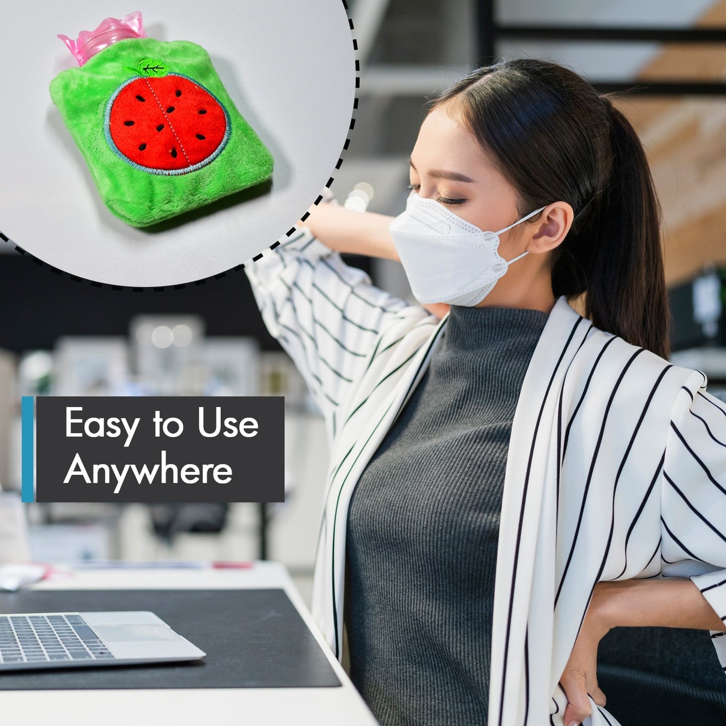 Watermelon Small Hot Water Bag with Cover ? Pain Relief Warmer