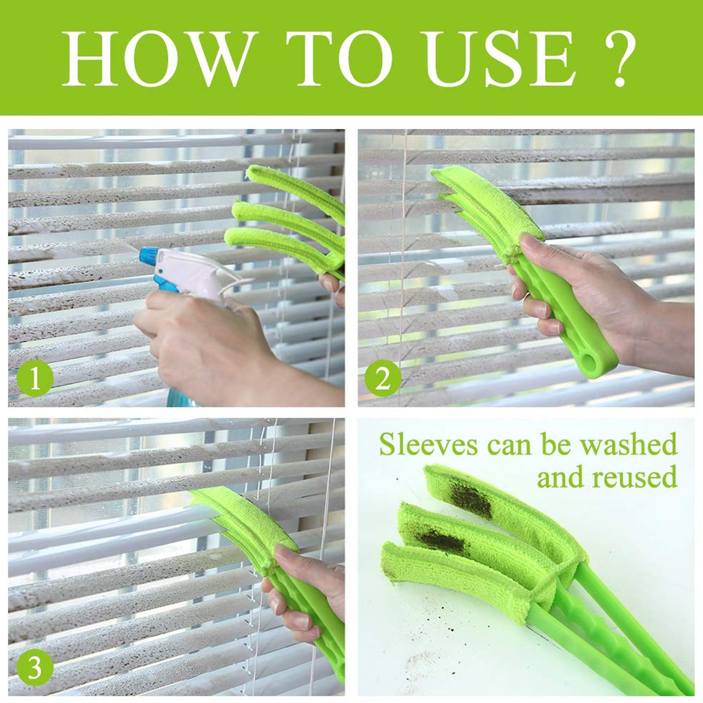 Window Blind Cleaner Brush with Microfiber Sleeves ? Dusting Tool for Shutters & AC (1 Pc)