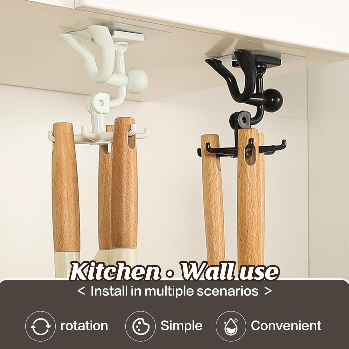 360° Rotating 6-Claw Hook ? Kitchen & Bathroom Organizer (1 Pc | White)