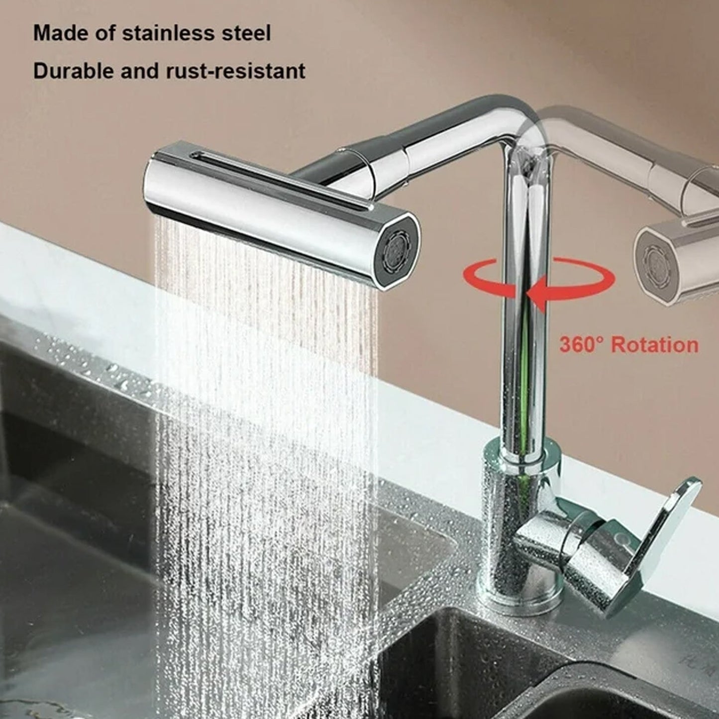 360° Rotating Waterfall Kitchen Faucet ? Touch & Swivel Sink Extender (4 In 1 )