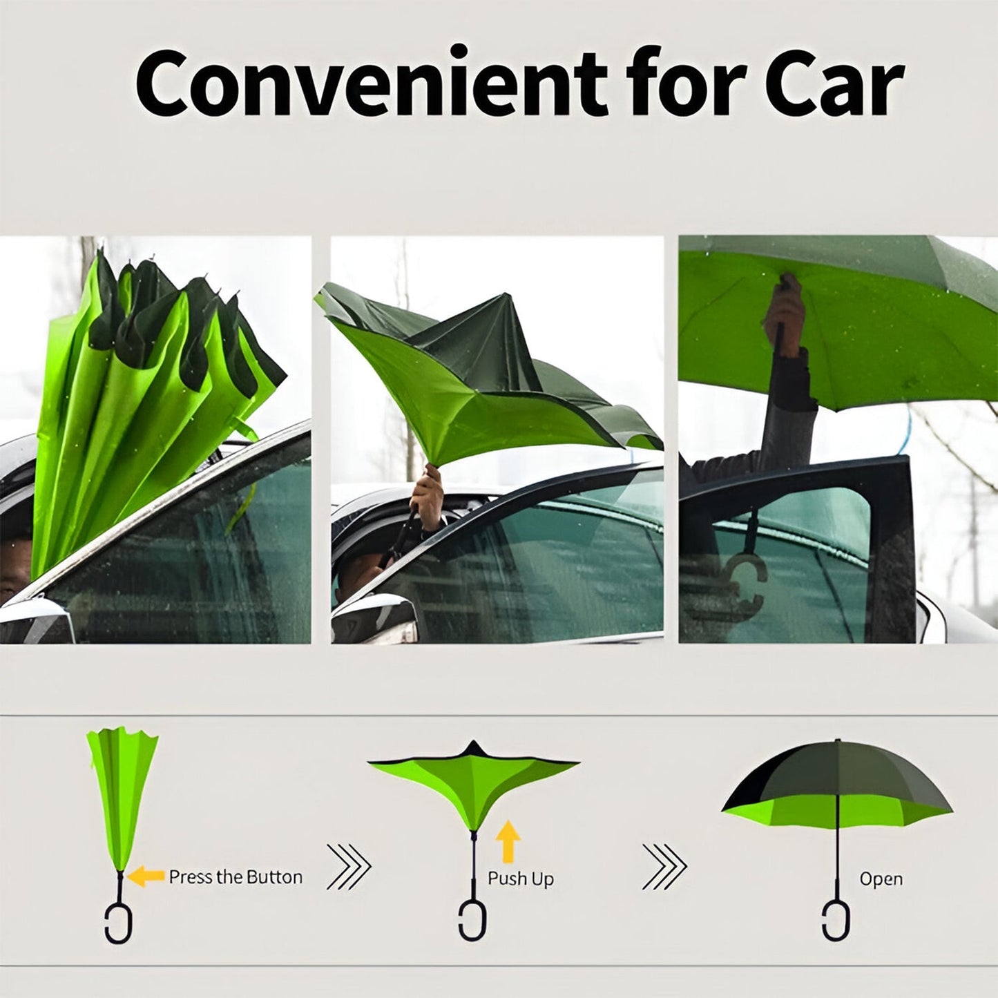 Foldable UV & Rain Umbrella with C-Shaped Handle ? Kids (1 Pc / Mix Color)