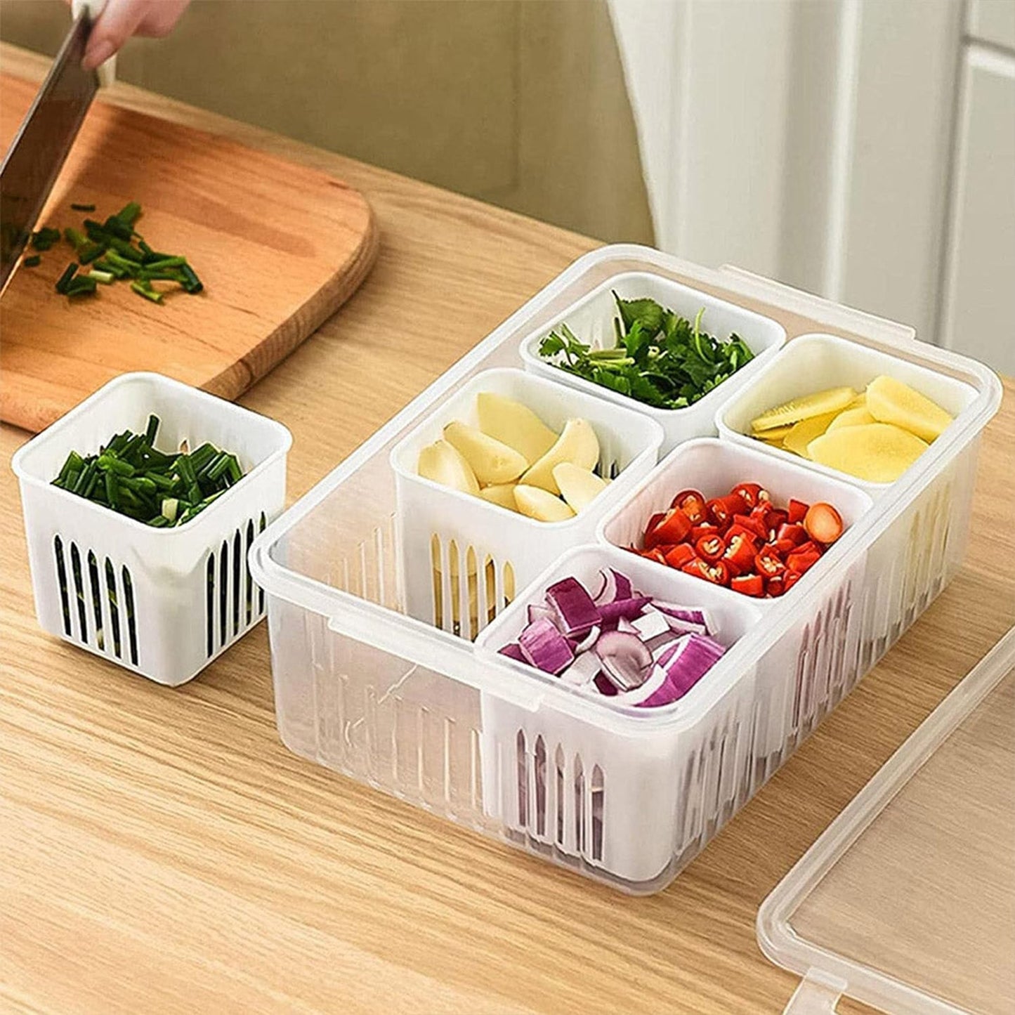 Fridge Storage Box ? Freezer & Kitchen Organizer for Vegetables & Food (1 Pc)