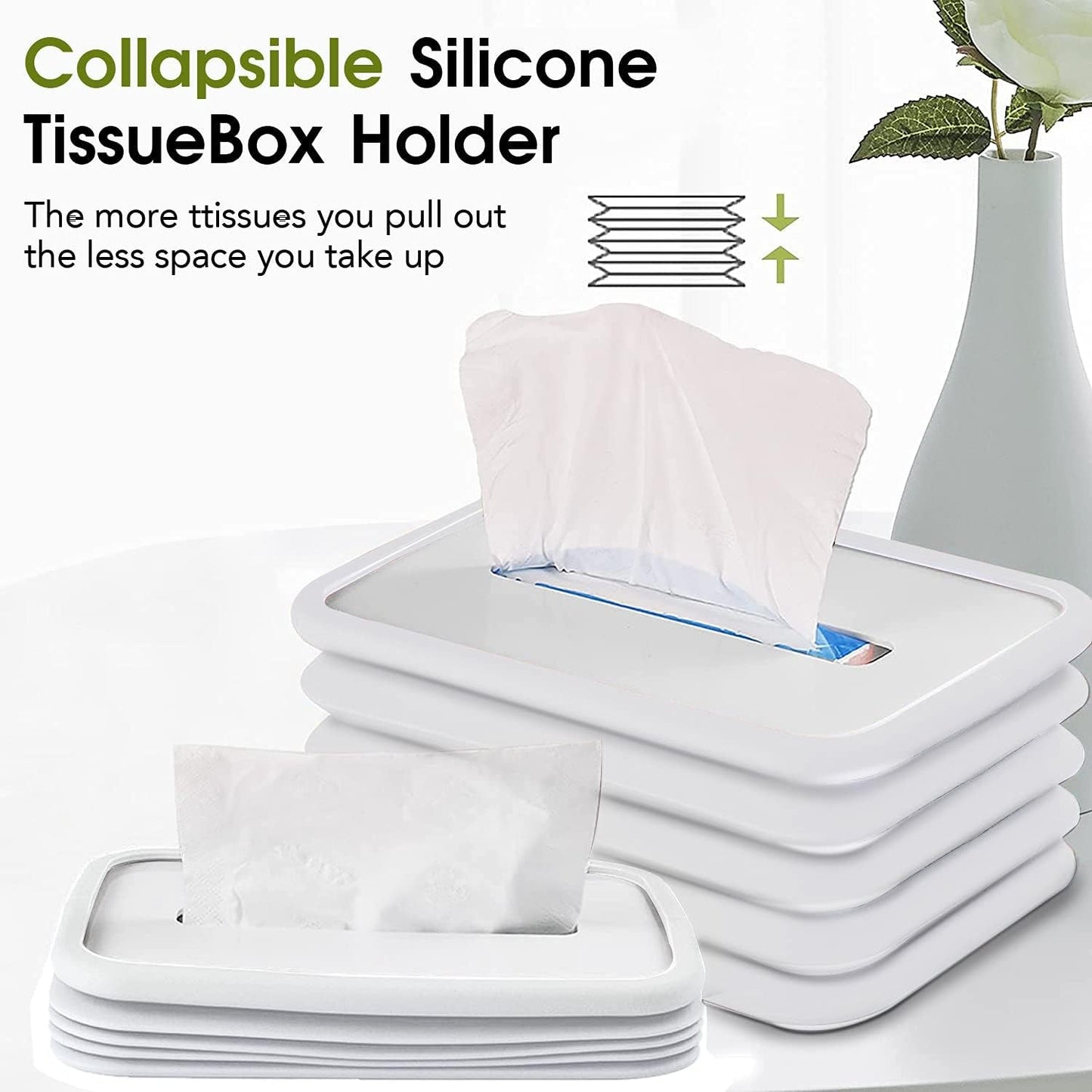 Simple Silicone Tissue Holder ? Cube/Cylinder Tissue Box for Bathroom, Office, Car & Bedroom