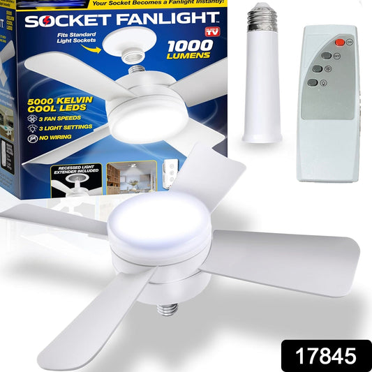 Original Cool LED Socket Fan Light ? Ceiling Fan Replacement, 1000 Lumens/5000K, Remote Controlled (Remote Battery Not Included)