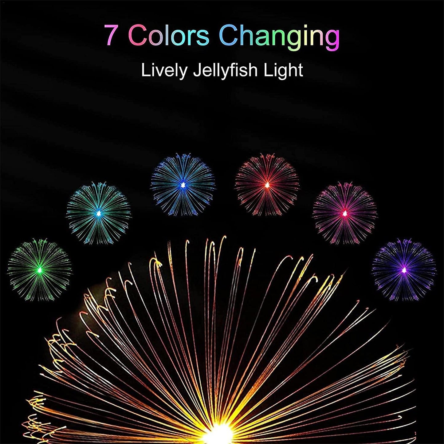 Solar Outdoor Lights ? 7-Color Waterproof Jellyfish Like Firework Home Decor (2pcs)