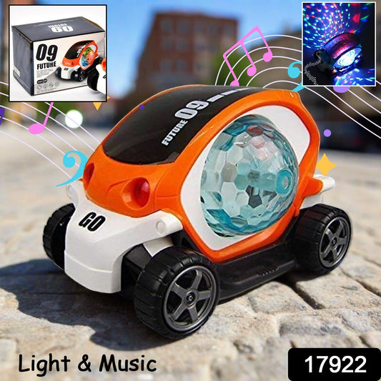 360° Rotating Stunt Car Toy ? Bump & Go with 4D Lights, Music & Disco Ball (1 Pc, Battery Not Included)