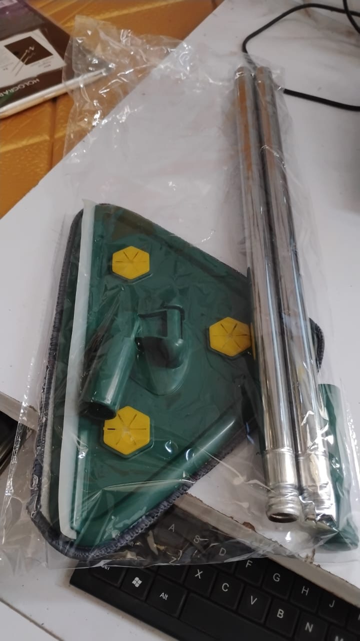 2-in-1 Extendable Triangle Mop ? Retractable, 360° Rotating, Telescopic & Reusable Mop Heads (1 Pc)