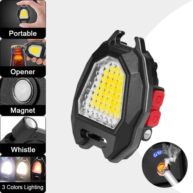 Triangular Camping Flashlight with Lighter ? 6 Modes, 3 Colors, Waterproof, Magnetic Keychain