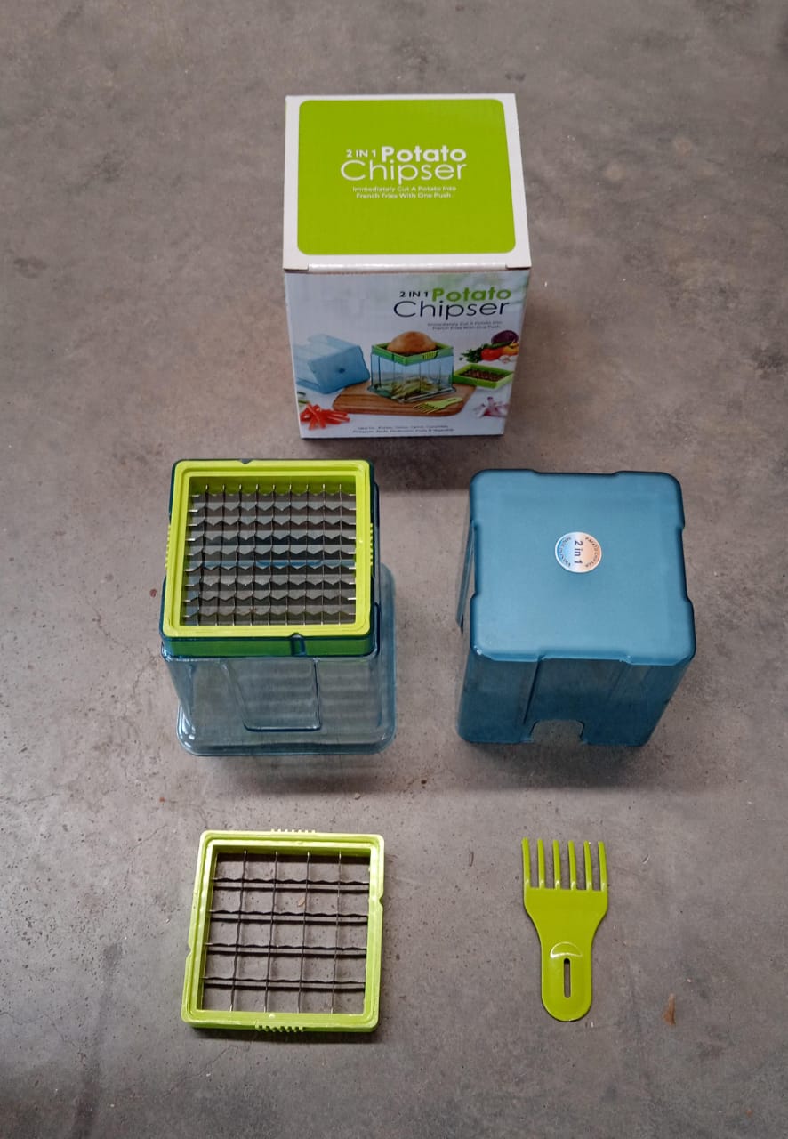 2-in-1 Potato Chipper & Slicer ? French Fries Maker with Two-Blade Cutter (1 Pc)
