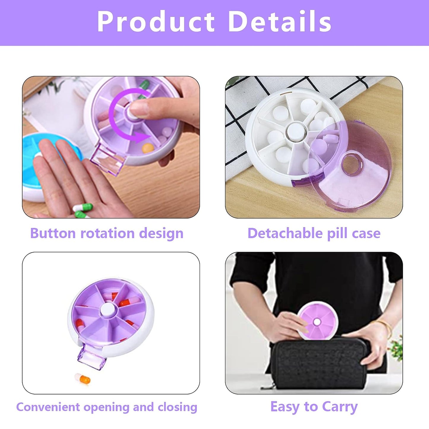Cute 7-Day Pill Box Dispenser ? Portable 7-Grid Medicine Organizer (1 Pc)