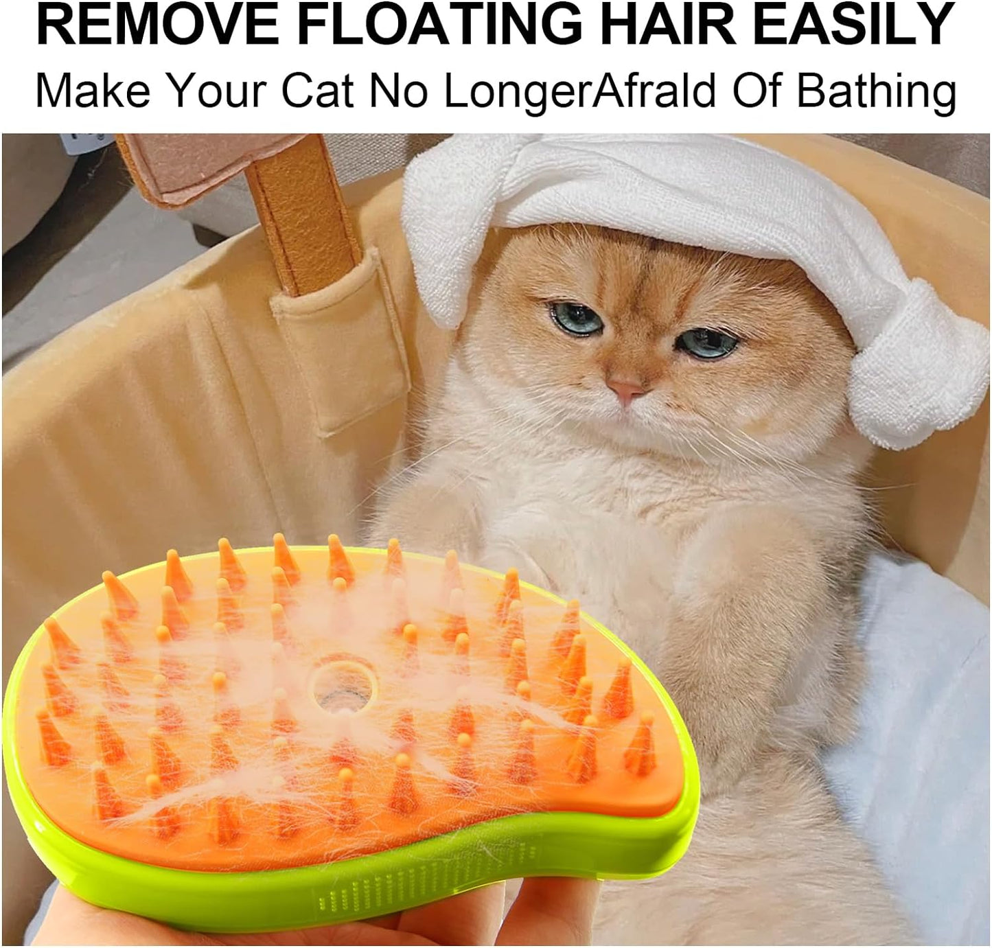 3-in-1 Cat Steamy Brush ? Self-Cleaning Pet Grooming & Hair Removal Comb