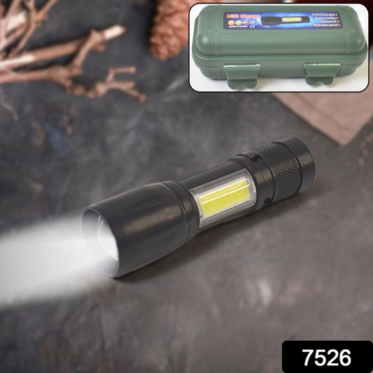 LED USB Rechargeable Mini Flashlight ? Ultra-Bright Zoom & COB Side Lantern, Tactical Emergency Light
