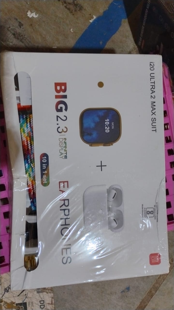 10 in 1 Set Ultra 2 Smart Bluetooth Calling Smart watch Earphones with Transparent Screen Guard Watch with Seven Classic Straps (Mix Color)