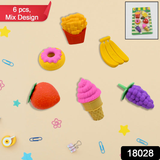 3D Food Fancy & Colorful Erasers ? Cute Novelty Eraser Set for Kids & School Prize (1 Set / Mix Design & Color)