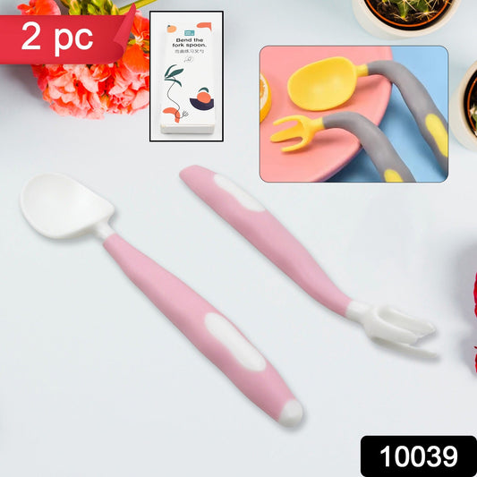 Silicone Bendable Kids Spoon & Fork Set ? Toddler Self-Feeding Utensils (2 Pc Set)