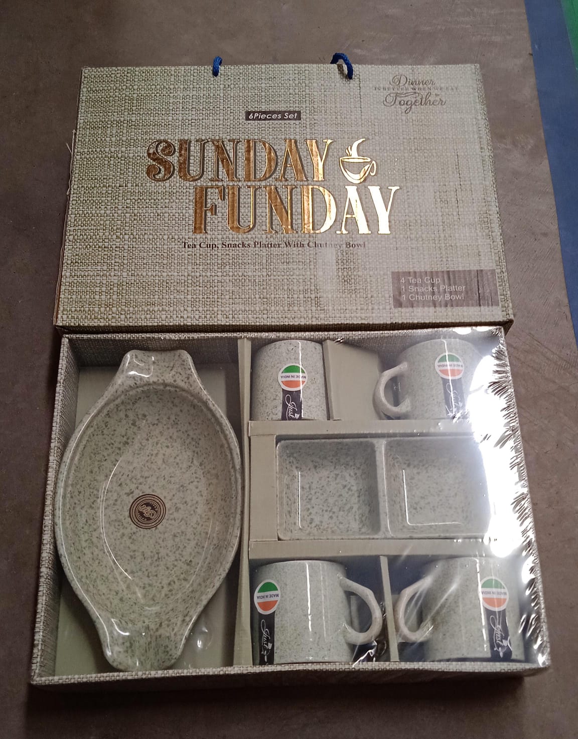 Sunday Funday 6-Piece Tea Set ? Platter & Dual Bowl