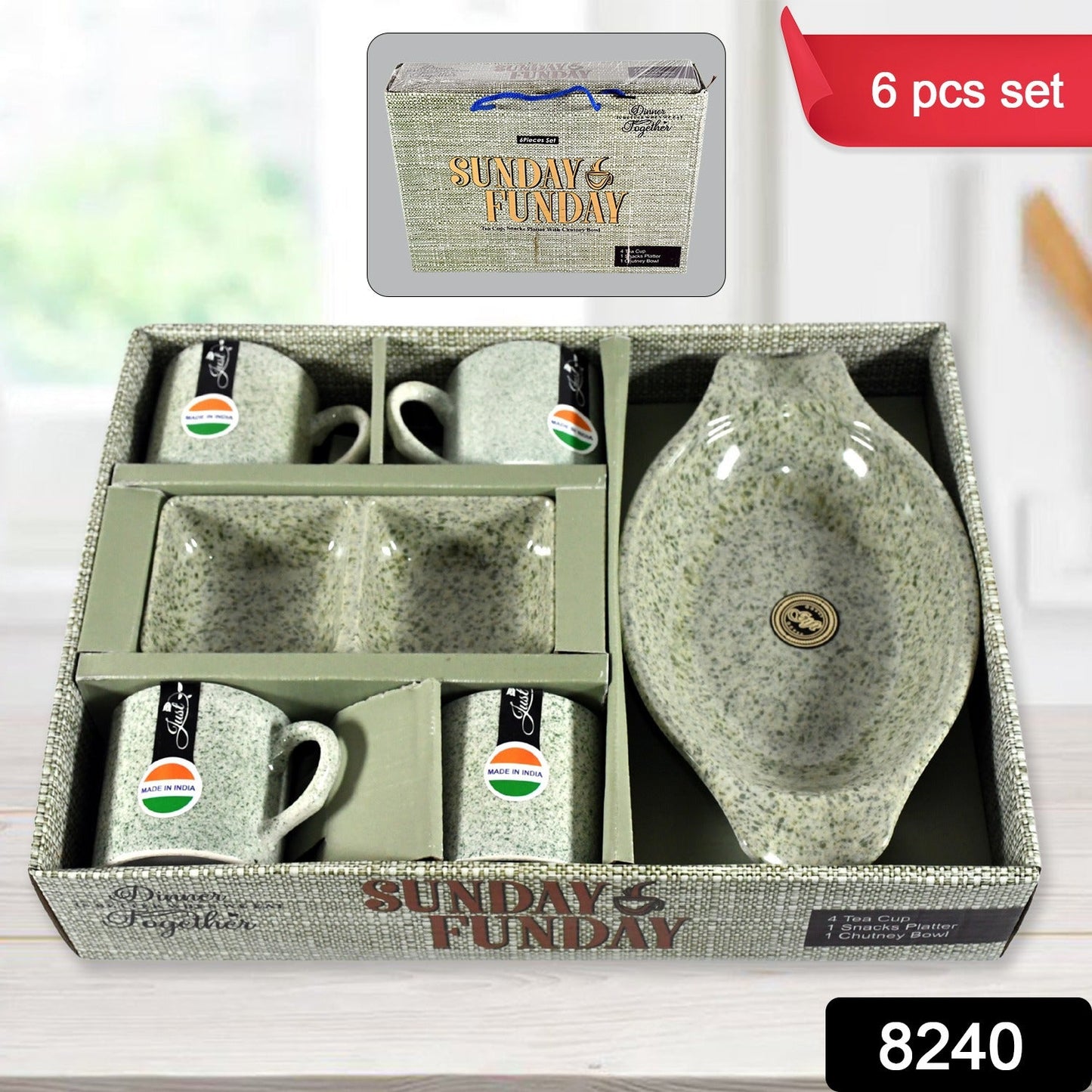 Sunday Funday 6-Piece Tea Set ? Platter & Dual Bowl