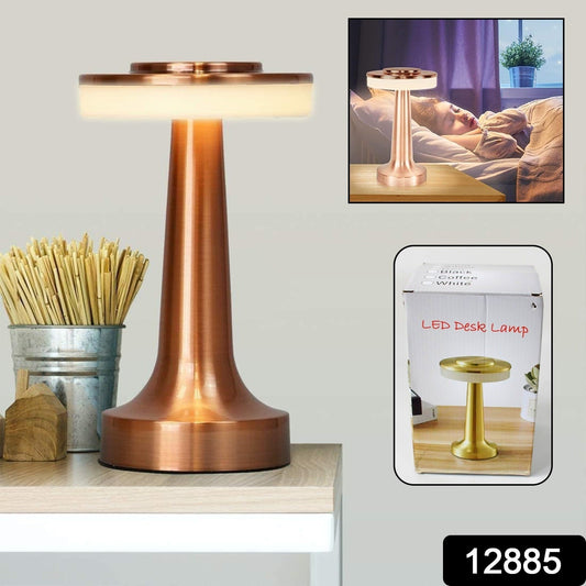 Touch LED Metal Desk Lamp ? USB Rechargeable, 3 Colors/Brightness Levels, Dimmable Eye Protection (1 Pc)