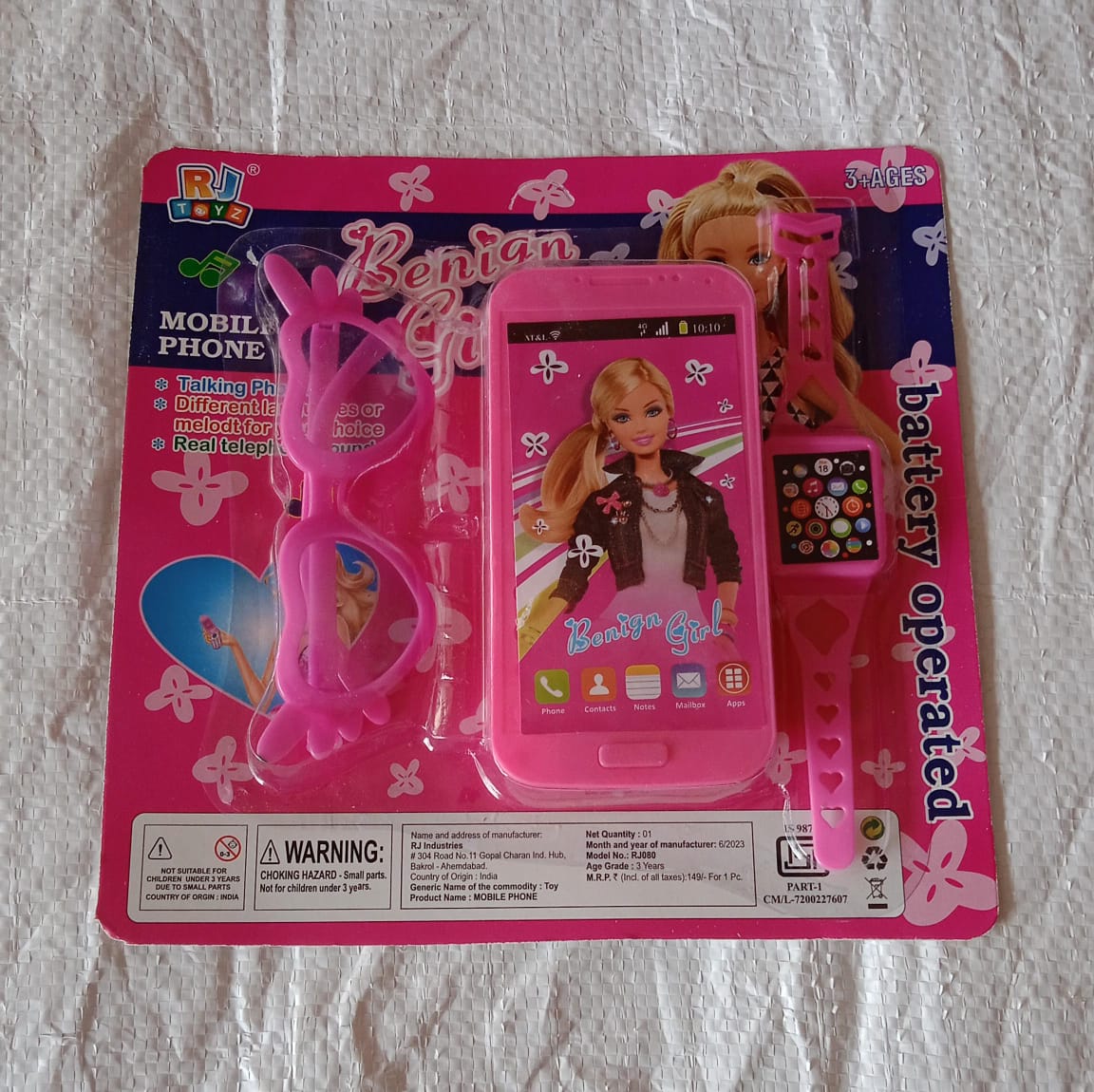 Barbiee Musical Phone, Watch & Glasses Set for Girls ? ABS Calling Toy (3-Piece, Battery Not Included)