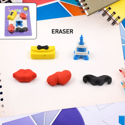Fancy Colorful Eraser Set for Kids? Parties & School (1 Set, Mixed Design)