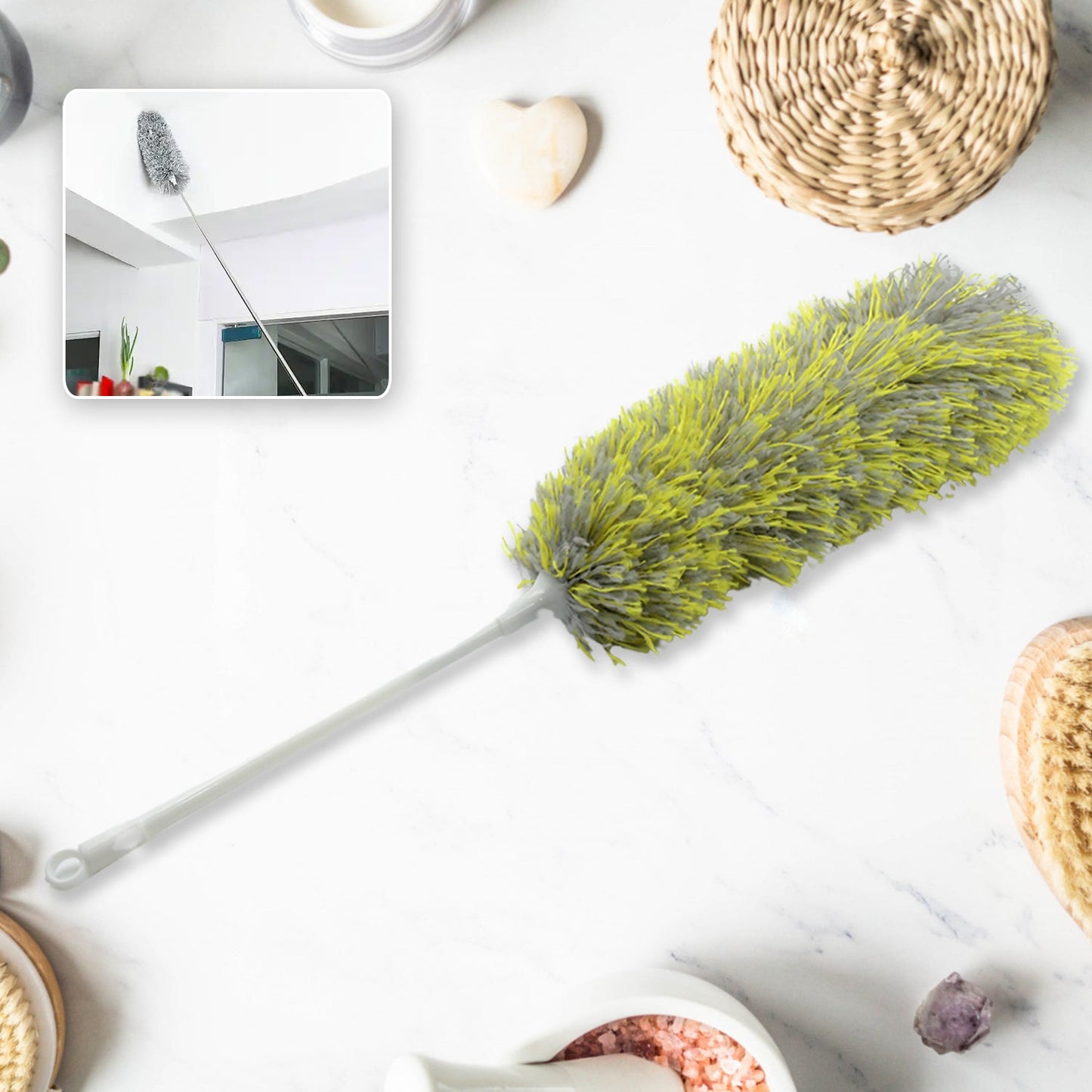 Long Handle Microfiber Duster ? Extendable & Washable Cleaning Tool for Home, Car & Office (62cm)