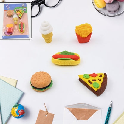 3D Food Fancy & Colorful Erasers ? Cute Novelty Eraser Set for Kids & School Prize (1 Set / Mix Design & Color)