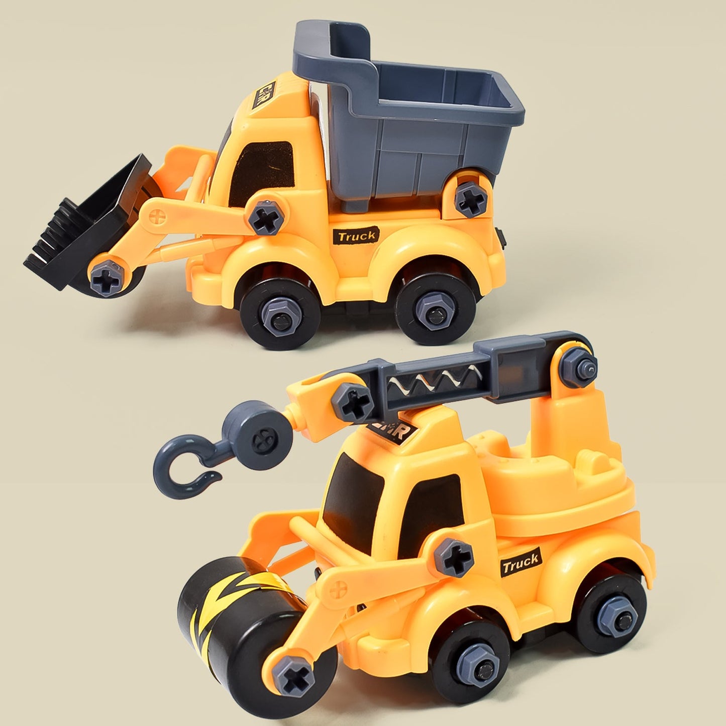 Engineering Vehicles Nut Assembly Toy ? DIY Vehicle Model Set for Kids, Simulation Car Construction Toy (2 Pc Set)
