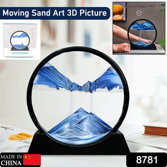 3D Moving Sand Art ? Liquid Motion Deep Sea Sandscape with Round Glass Frame (1 Pc)