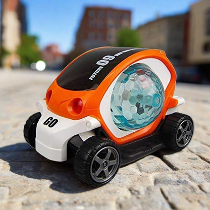 360° Rotating Stunt Car Toy ? Bump & Go with 4D Lights, Music & Disco Ball (1 Pc, Battery Not Included)