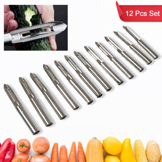 Stainless Steel Peeler Set ? Multi-Purpose Handle for Peeling & Shredding (12 Pcs Set)